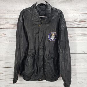 US Air Force Men's Black Genuine Leather Full Zip Jacket Size XXL